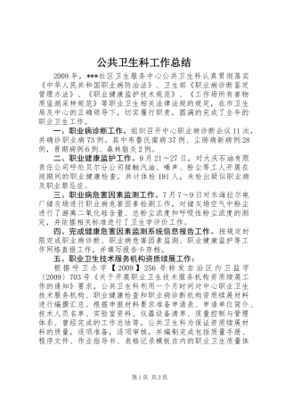 公共卫生科工作总结