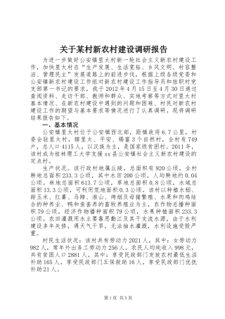 关于某村新农村建设调研报告 (2)