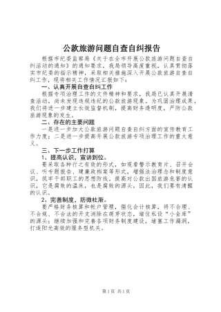 公款旅游问题自查自纠报告