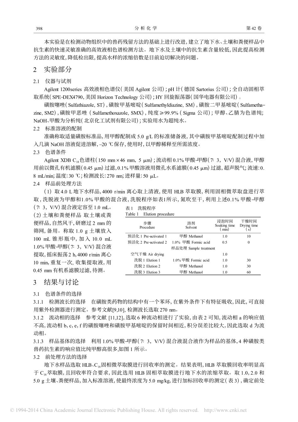 高效液相色谱测定地下水_土壤及粪便中4种磺胺类抗生素_周爱霞_第2页
