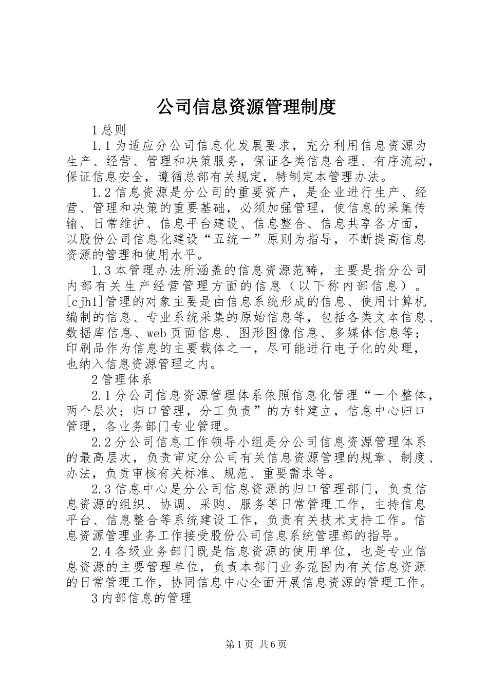 公司信息资源管理制度_第1页
