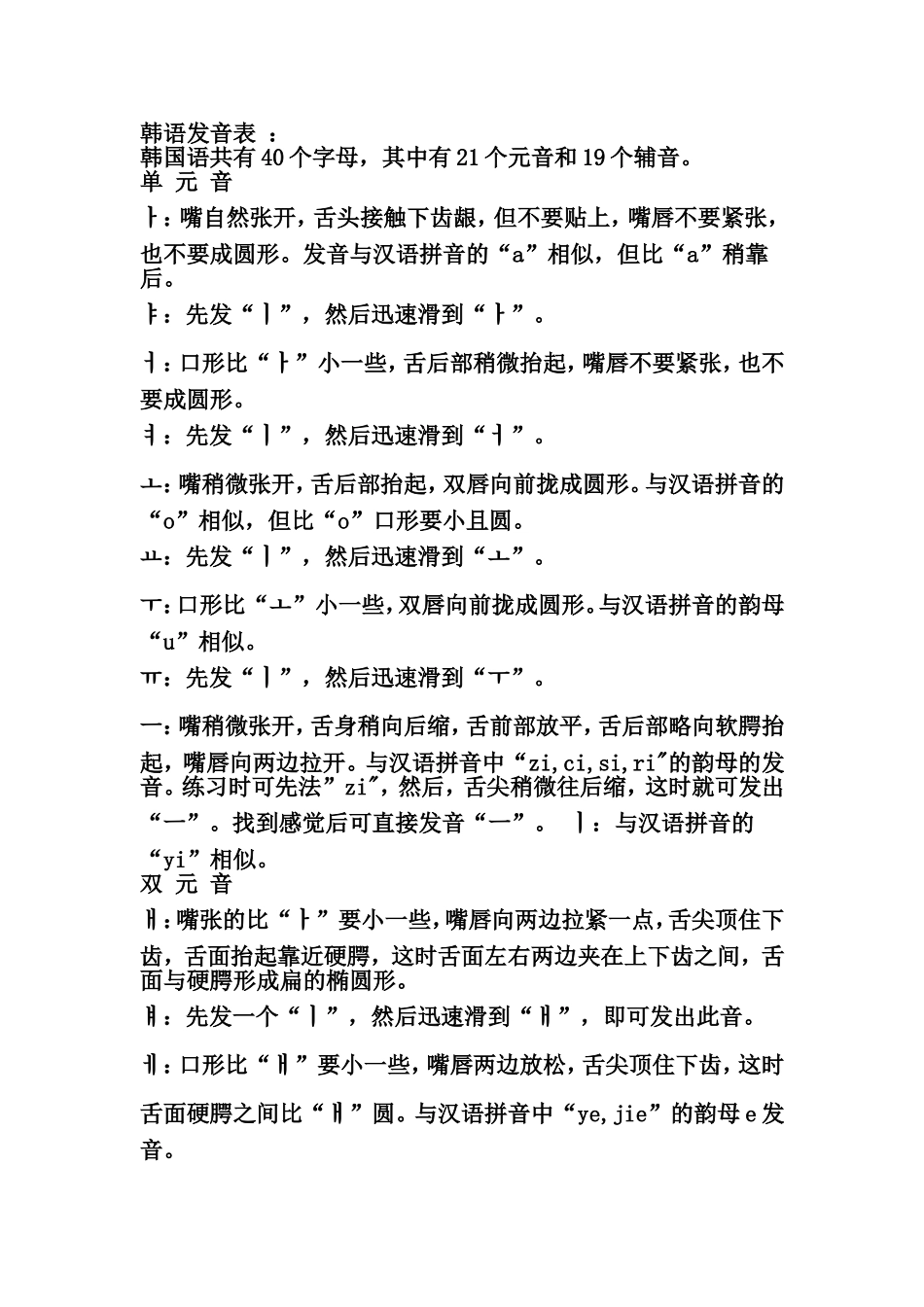 韩语发音学习表_第1页