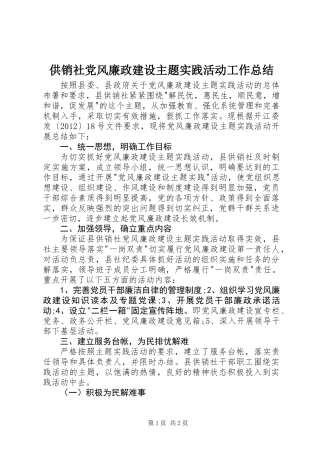 供销社党风廉政建设主题实践活动工作总结