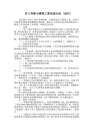 绩效工资发放办法