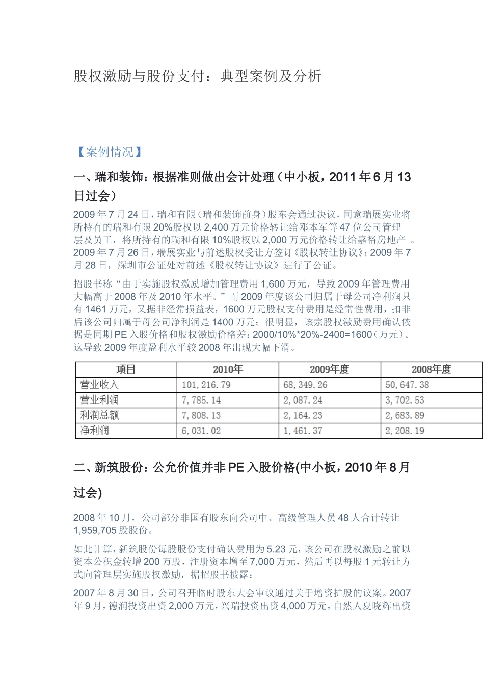 股权激励与股份支付：典型案例及分析_第1页
