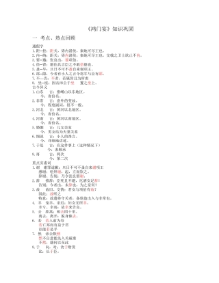 《鸿门宴》知识巩固及练习(含答案)