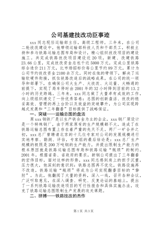 公司基建技改功臣事迹