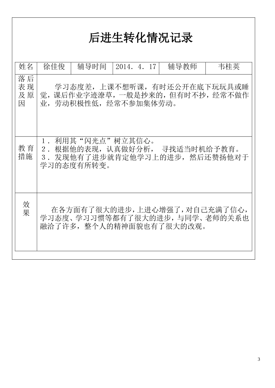 后进生转化情况记录_第3页
