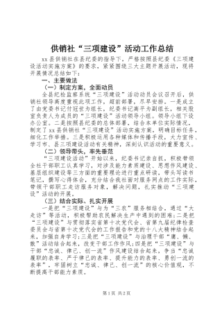 供销社“三项建设”活动工作总结