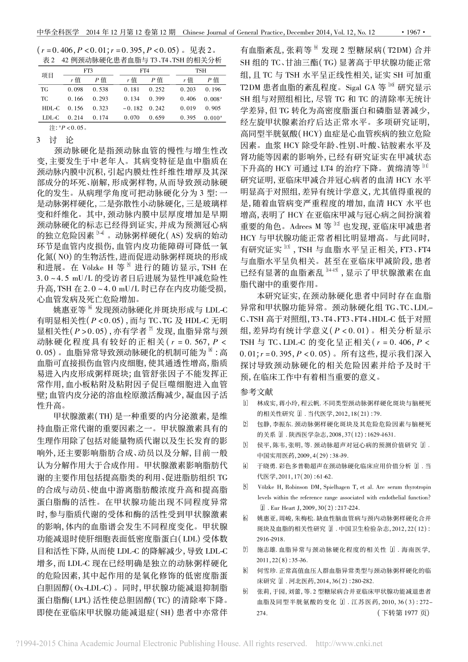 颈动脉硬化与血脂_甲状腺功能关系探讨_第2页