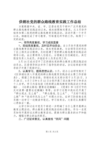 供销社党的群众路线教育实践工作总结