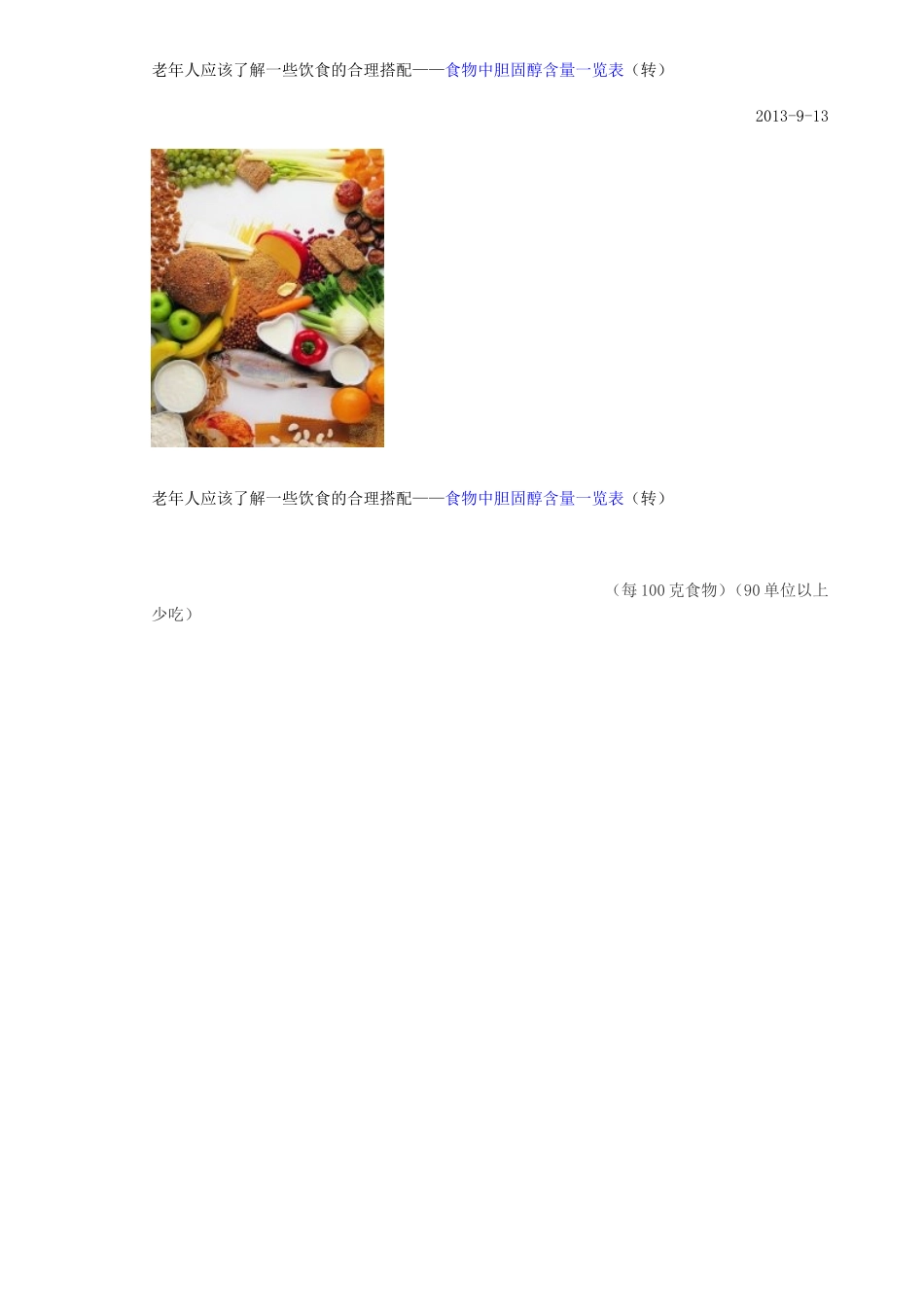 老年人应该了解一些饮食的合理搭配——食物中胆固醇含量一览表(转)_第1页