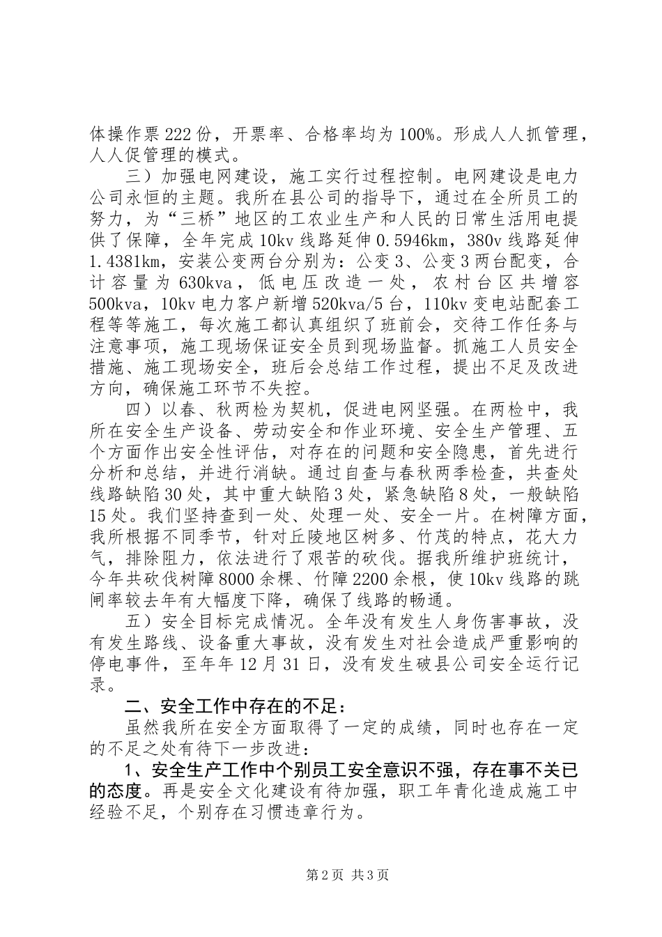供电所安全生产工作总结汇报_第2页