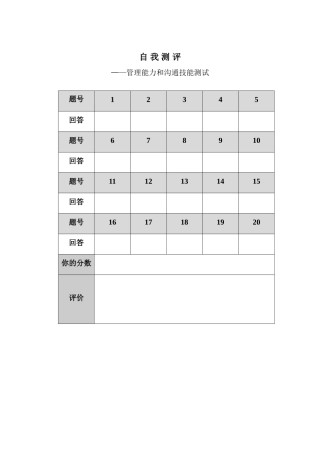 管理能力与沟通技能的自我测试