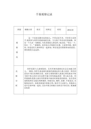 个案观察记录
