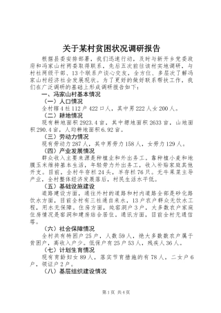 关于某村贫困状况调研报告