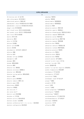 化学化工类专业术语
