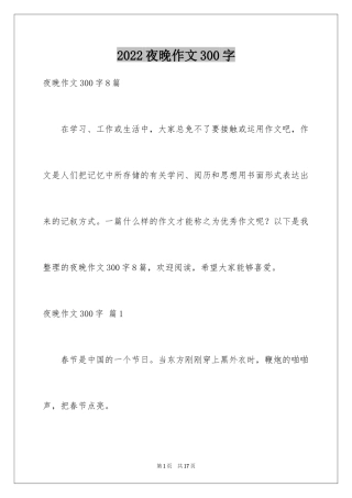 2024夜晚作文300字