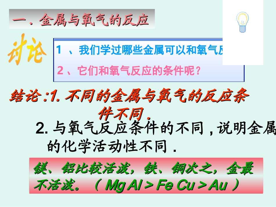 人教版化学九下金属的化学性质（第1课时）课件_第3页