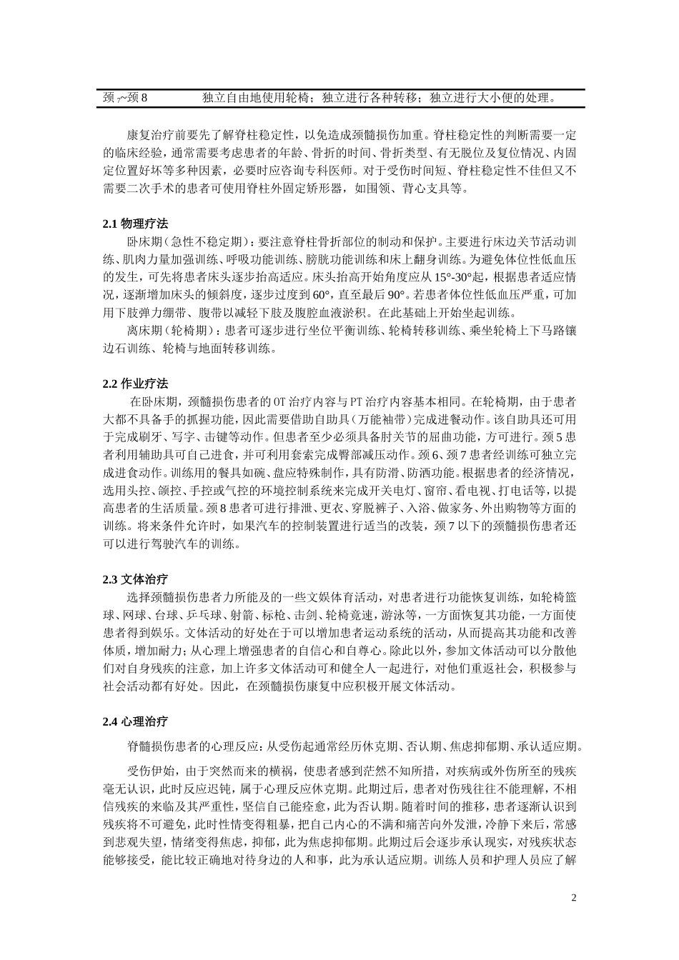 颈髓损伤临床表现与康复治疗_第2页