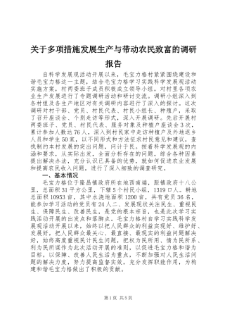 关于多项措施发展生产与带动农民致富的调研报告 (2)