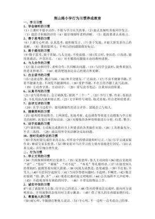 荆山路小学行为习惯养成教育