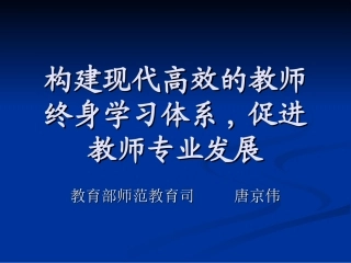 构建现代高效的教师终身学习体系