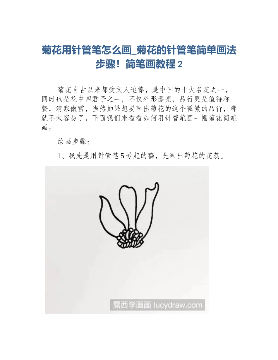 菊花用针管笔怎么画_菊花的针管笔简单画法步骤！简笔画教程2_第1页