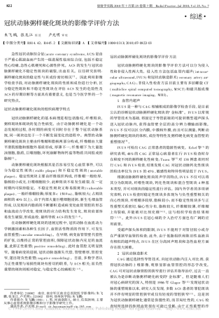 冠状动脉粥样硬化斑块的影像学评价方法