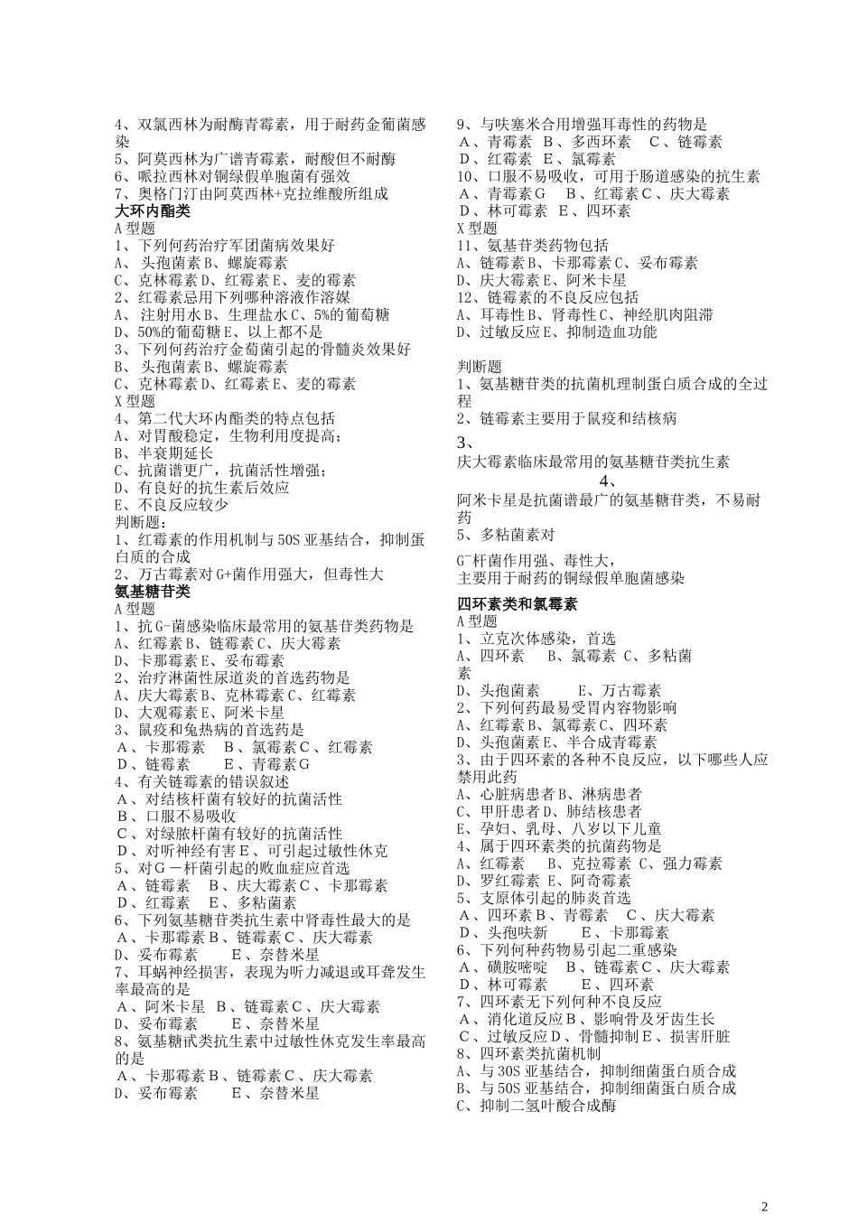 抗微生物药练习题有答案发_第2页