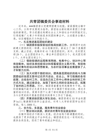 共青团镇委员会事迹材料