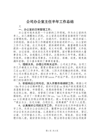 公司办公室主任半年工作总结 (2)