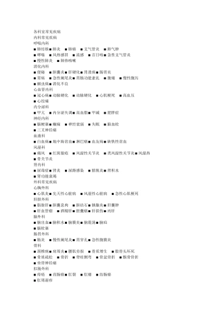 各科室常见病