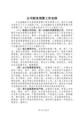 公司财务预算工作安排
