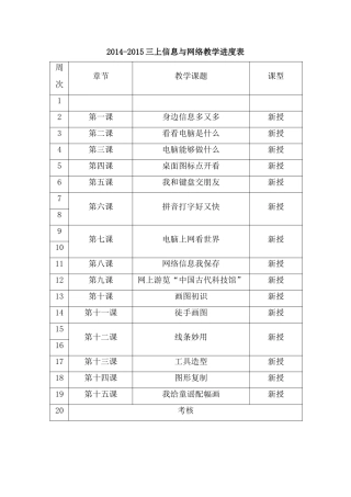 2014-2015三上信息与网络教学进度表