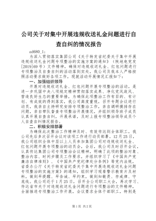 公司关于对集中开展违规收送礼金问题进行自查自纠的情况报告 (2)