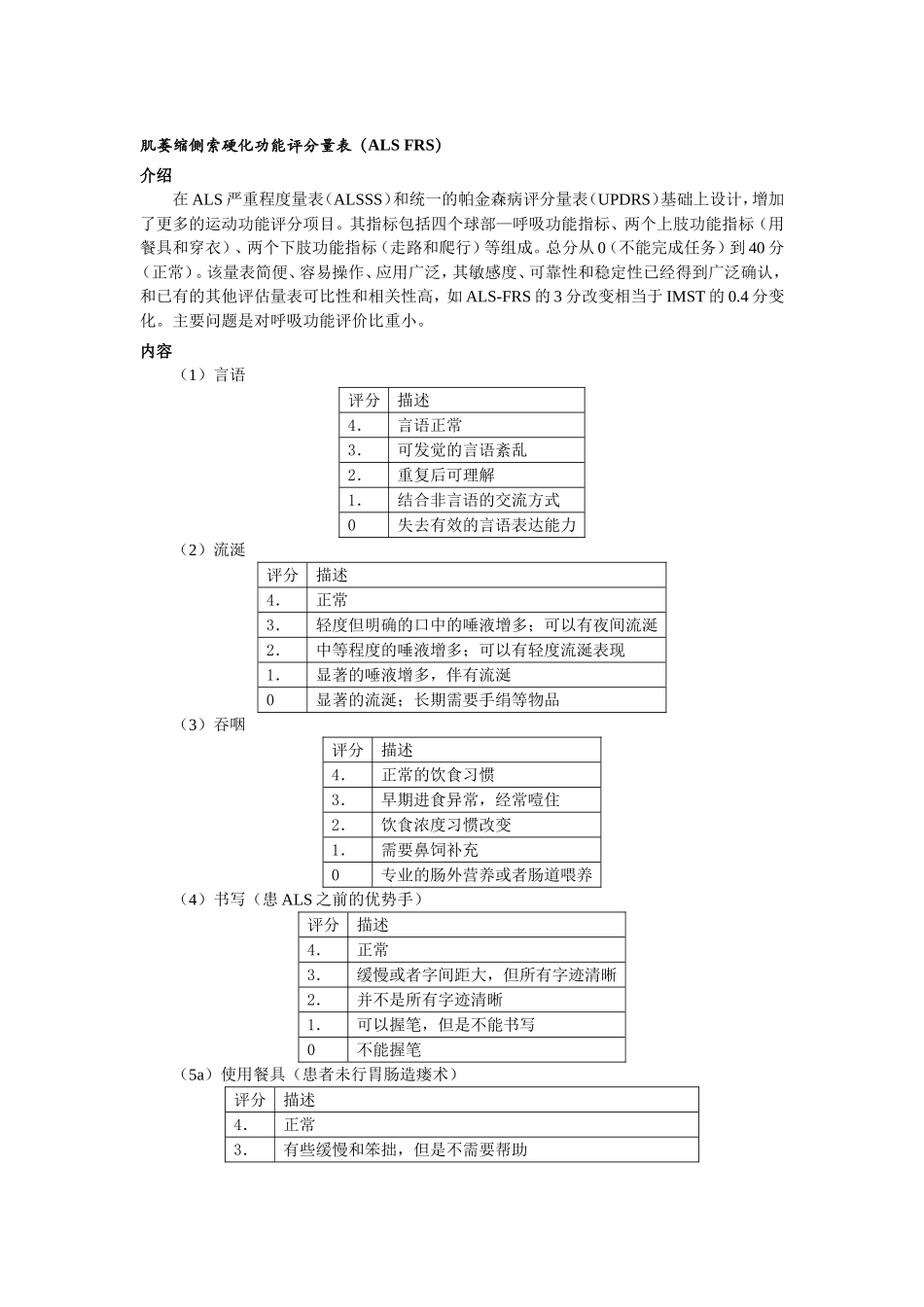 肌萎缩侧索硬化功能评分量表_第1页