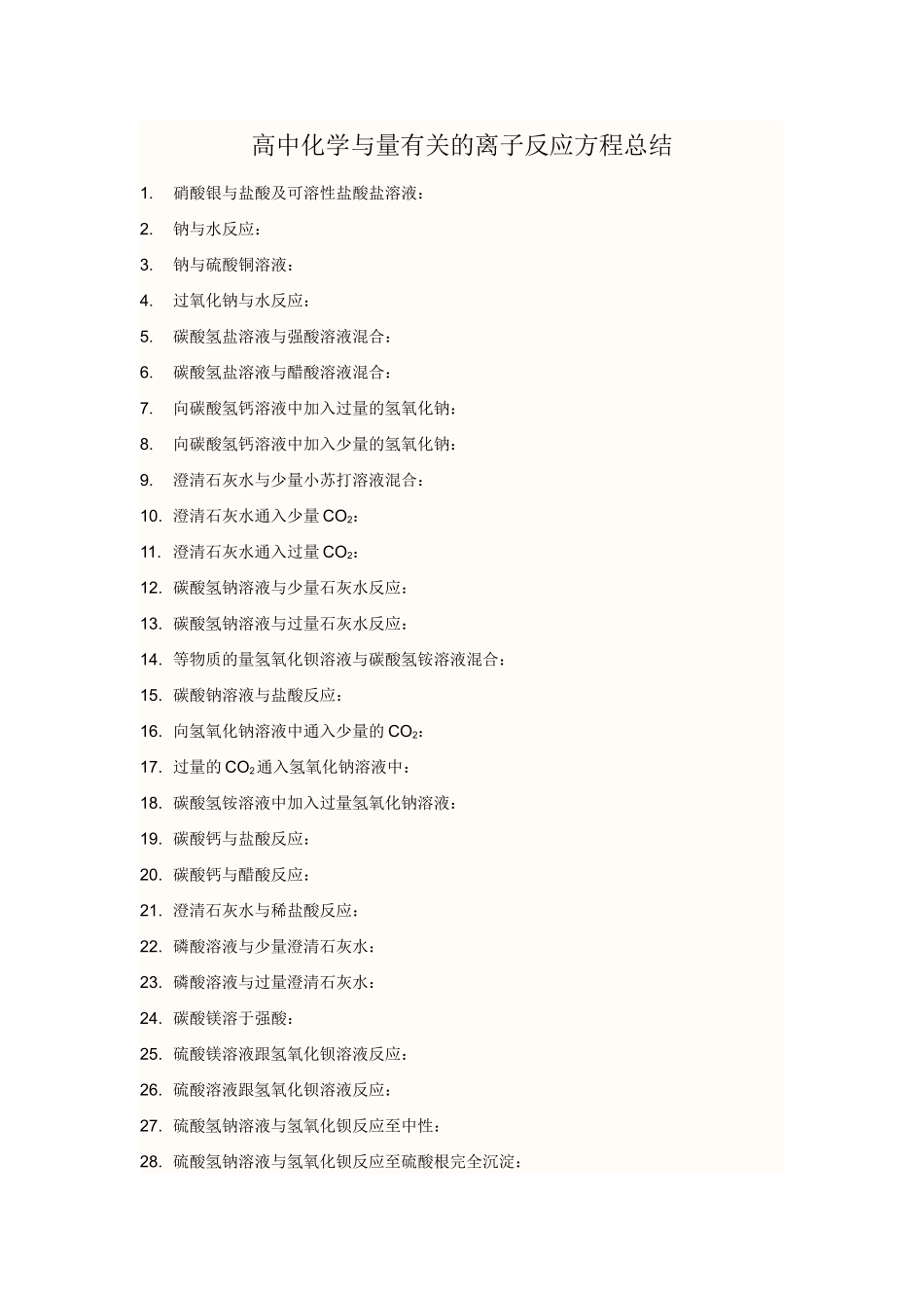 高中化学与量有关的离子反应方程总结_第1页