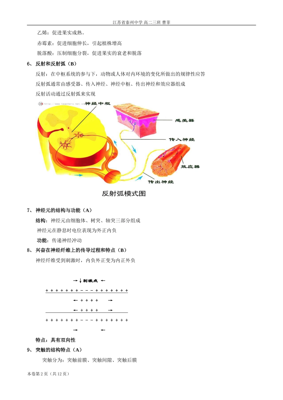 江苏省普通高中学业水平测试提纲：《稳态与环境》_第2页