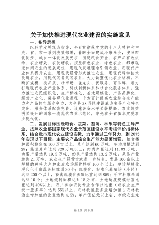 关于加快推进现代农业建设的实施意见