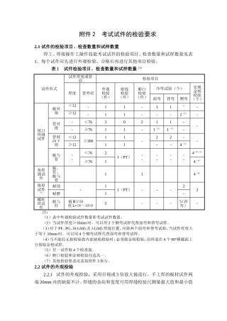考试试件的检验要求