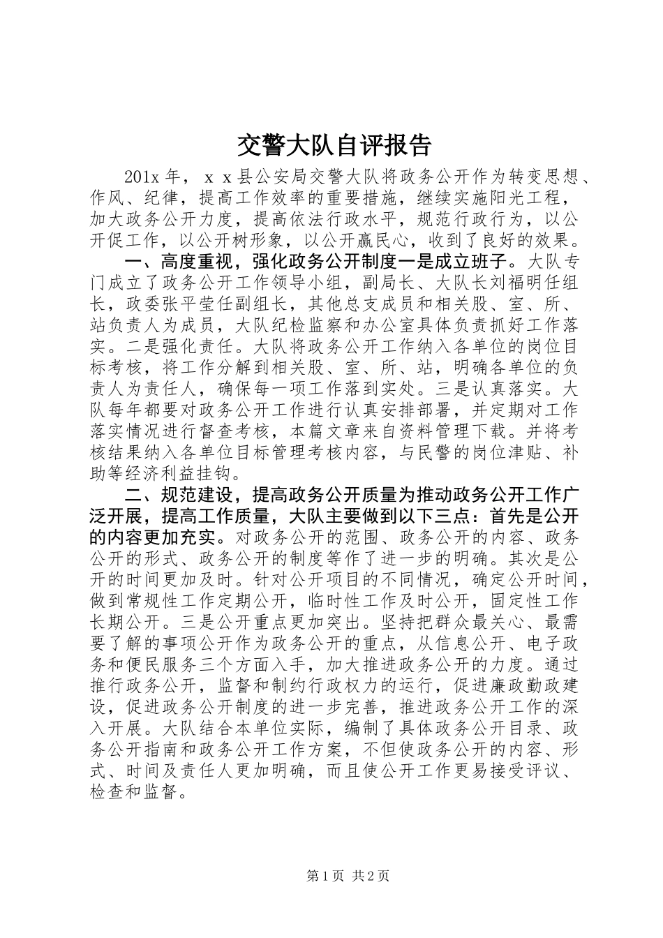 交警大队自评报告_第1页