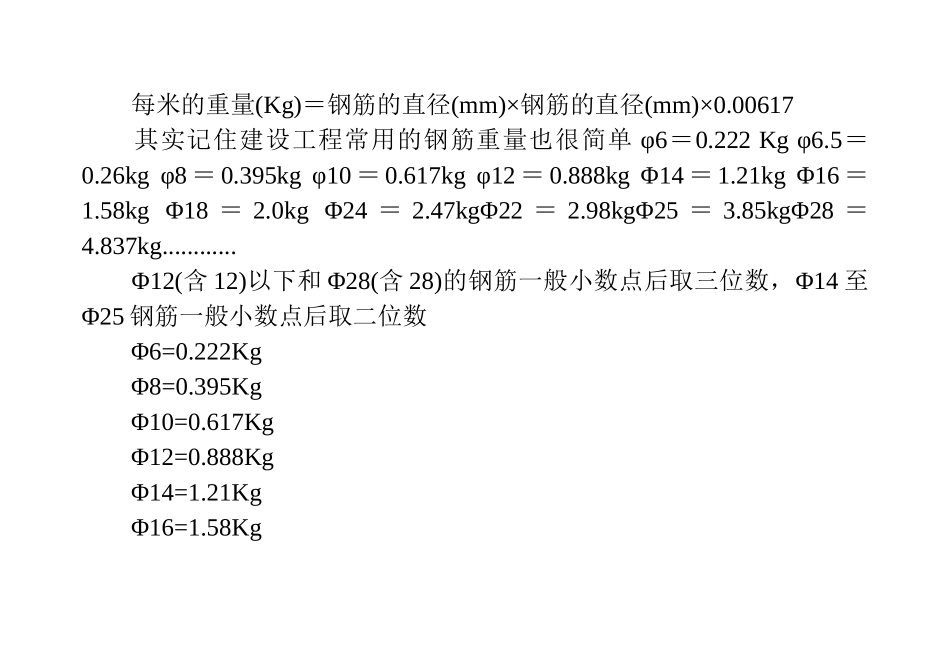 钢 筋 每 米 重 量_第2页