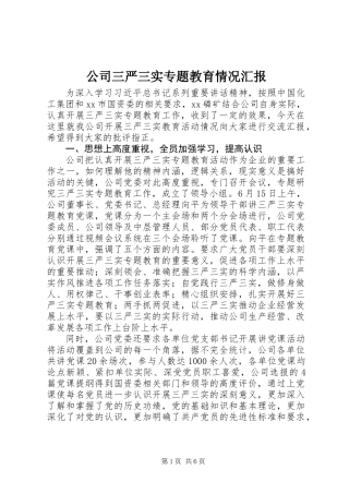 公司三严三实专题教育情况汇报