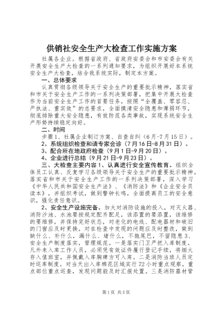 供销社安全生产大检查工作实施方案