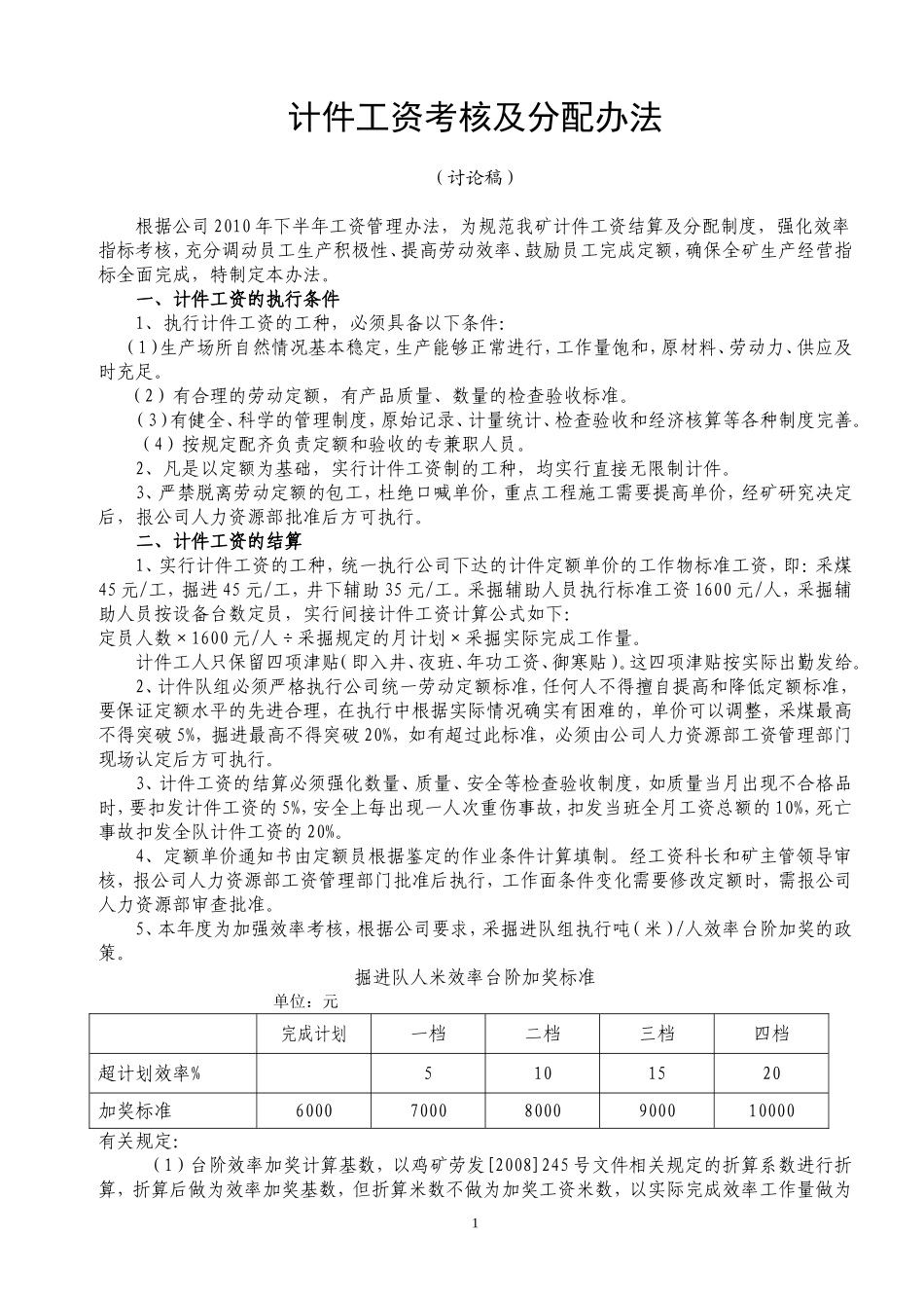 计件工资考核及分配办法_第1页