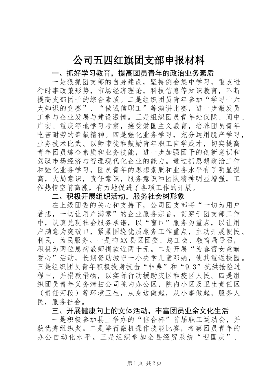 公司五四红旗团支部申报材料_第1页