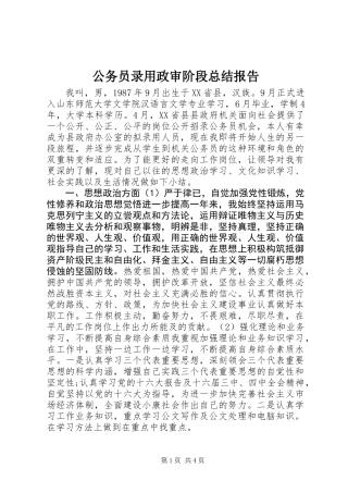 公务员录用政审阶段总结报告