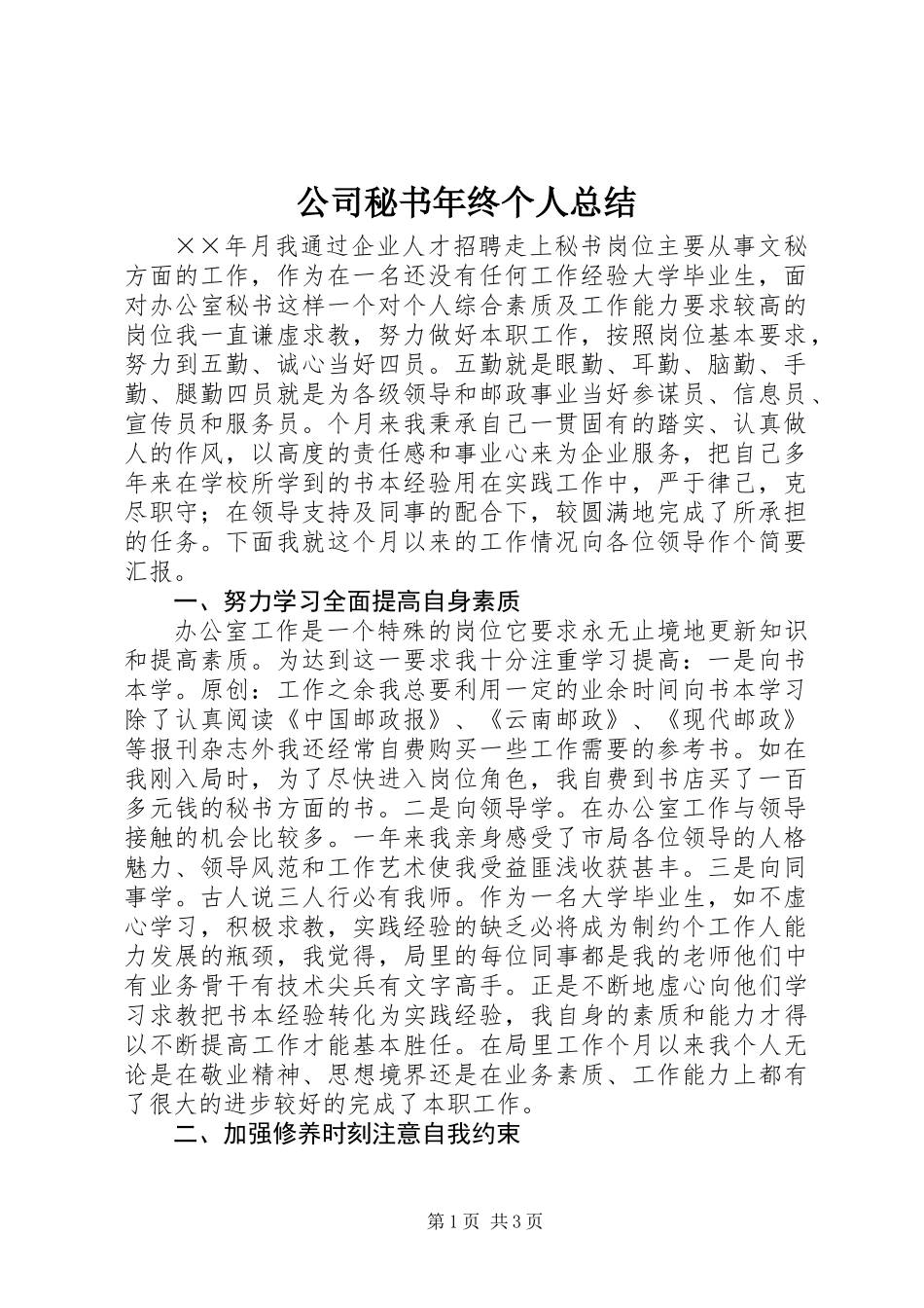 公司秘书年终个人总结 (2)_第1页
