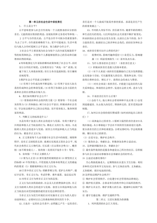 山东版九年级思想品德知识点归纳